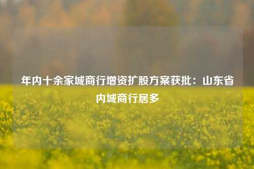 年内十余家城商行增资扩股方案获批：山东省内城商行居多