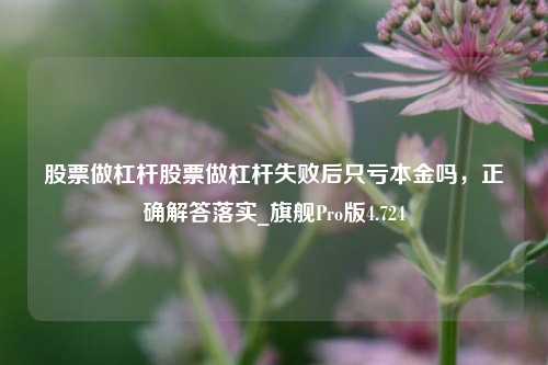 股票做杠杆股票做杠杆失败后只亏本金吗，正确解答落实_旗舰Pro版4.724