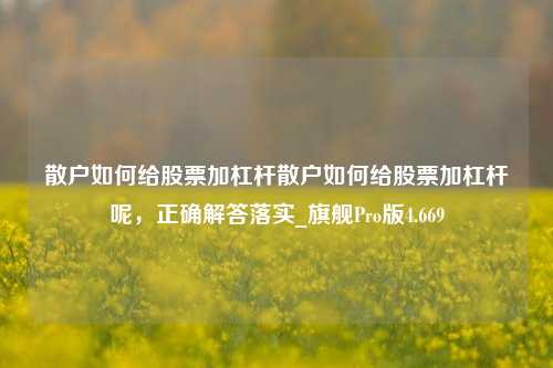 散户如何给股票加杠杆散户如何给股票加杠杆呢，正确解答落实_旗舰Pro版4.669