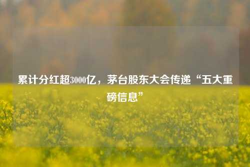 累计分红超3000亿，茅台股东大会传递“五大重磅信息”