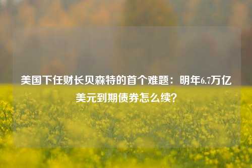 美国下任财长贝森特的首个难题：明年6.7万亿美元到期债券怎么续？