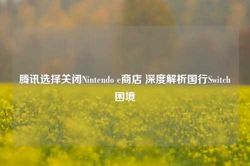 腾讯选择关闭Nintendo e商店 深度解析国行Switch困境