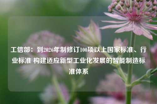 工信部：到2026年制修订100项以上国家标准、行业标准 构建适应新型工业化发展的智能制造标准体系