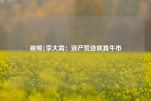 视频|李大霄：资产荒造就真牛市