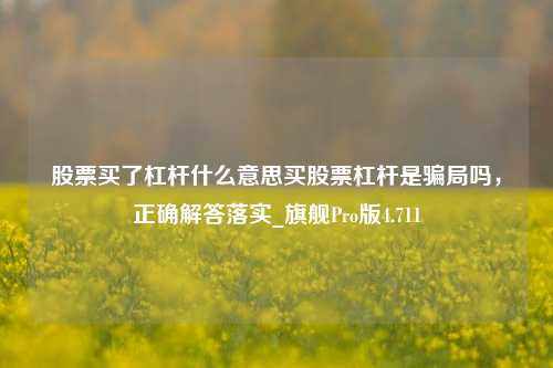 股票买了杠杆什么意思买股票杠杆是骗局吗，正确解答落实_旗舰Pro版4.711