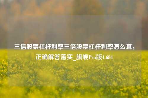 三倍股票杠杆利率三倍股票杠杆利率怎么算，正确解答落实_旗舰Pro版4.684