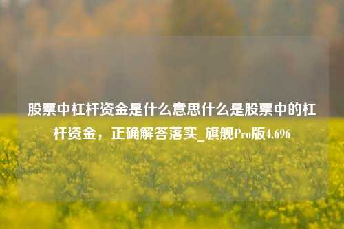 股票中杠杆资金是什么意思什么是股票中的杠杆资金，正确解答落实_旗舰Pro版4.696