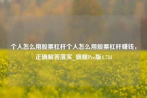 个人怎么用股票杠杆个人怎么用股票杠杆赚钱，正确解答落实_旗舰Pro版4.734