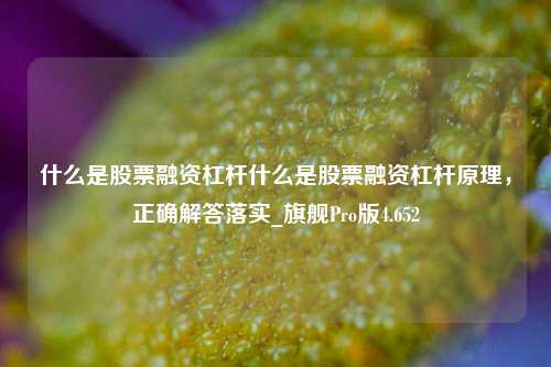 什么是股票融资杠杆什么是股票融资杠杆原理，正确解答落实_旗舰Pro版4.652