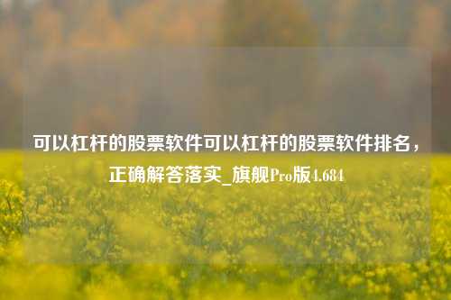 可以杠杆的股票软件可以杠杆的股票软件排名，正确解答落实_旗舰Pro版4.684