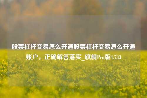 股票杠杆交易怎么开通股票杠杆交易怎么开通账户，正确解答落实_旗舰Pro版4.733