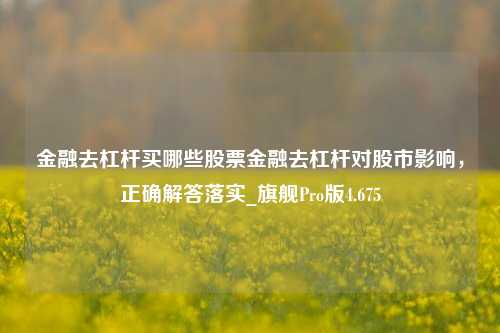 金融去杠杆买哪些股票金融去杠杆对股市影响，正确解答落实_旗舰Pro版4.675